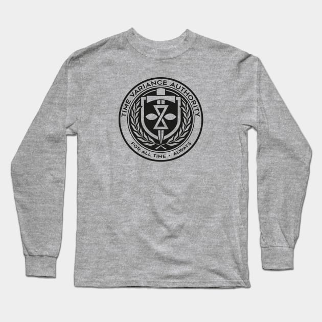 Seal of The Time Variance Authority (Black) Long Sleeve T-Shirt by Pufahl